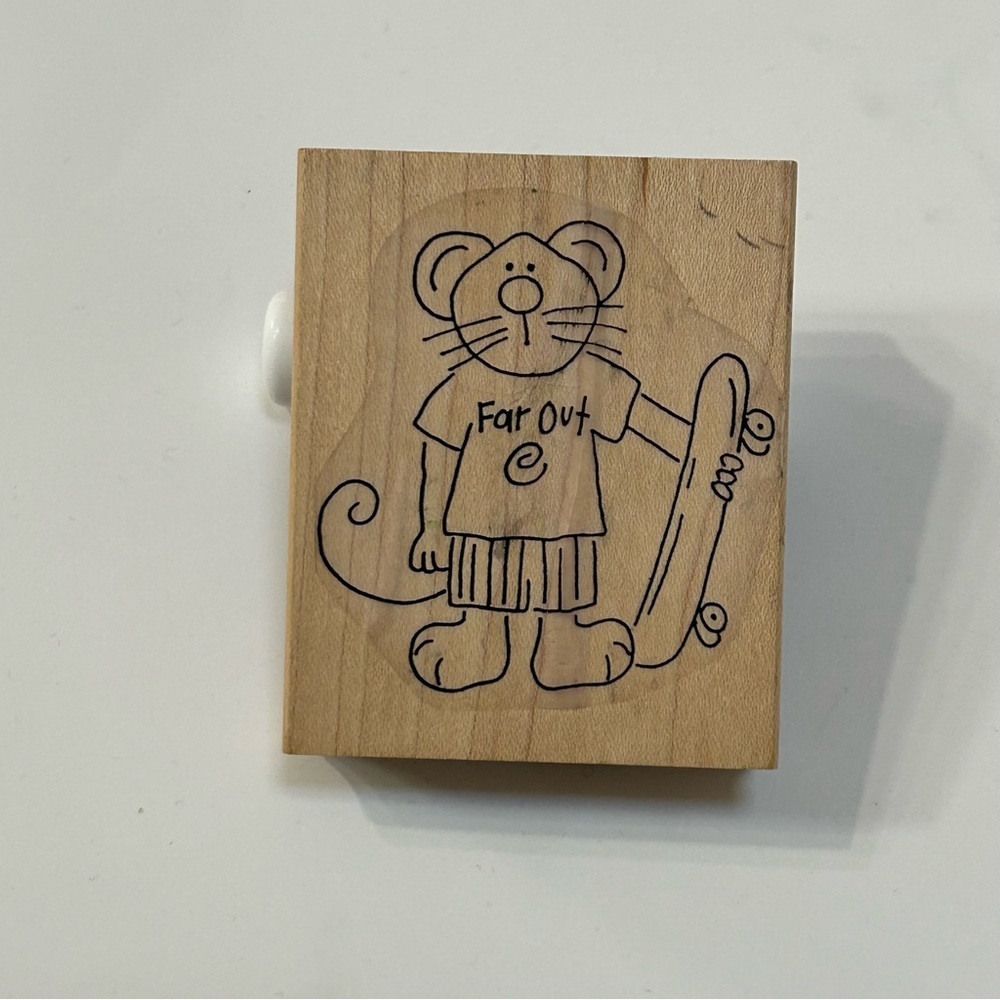 TAC - The Angel Company Mouse With Skateboard Rubber Stamp